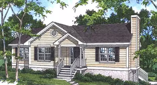 image of single story farmhouse plan 6829
